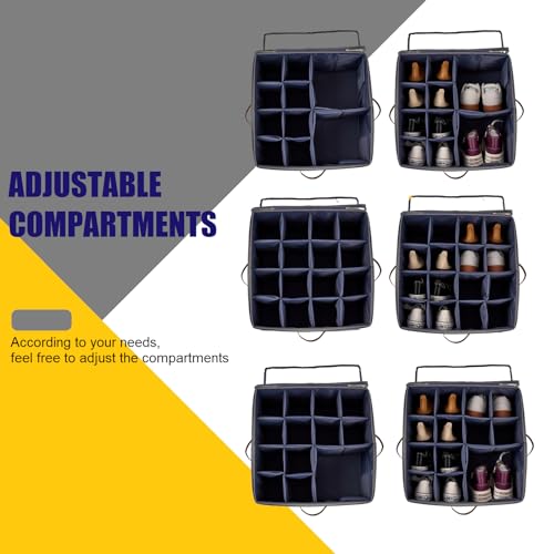 Shoe Organizer for Closet, Shoe Box, Large Shoe Box Storage Containers, Fits 16 Pairs,Foldable Space-saving Storage Container Bins, Fabric Shoe Storage Bins with Clear Cover(Grey)