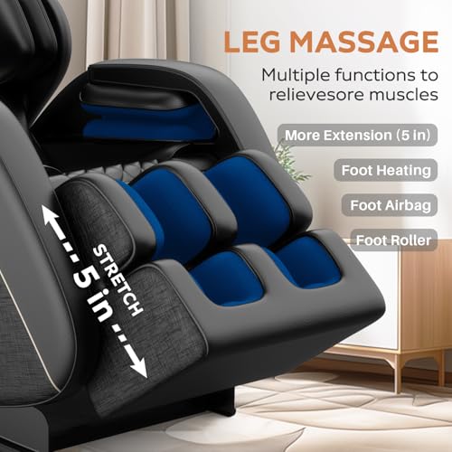 Massage Chair Full Body, Zero Gravity Massage Chair with Auto Modes, Airbag Massage, 6 Fix Point Rollers, Foot Massage, Heating, Touch Screen Controller, Home Relaxation Recliner with Massage, Black