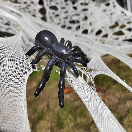 Spider Web Halloween Decoration, 4 lb Weight Giant Elastic Spider Web Outdoor Decorations, DIY Beef Netting Spider Web Halloween Party Decor (1900 Sqft)