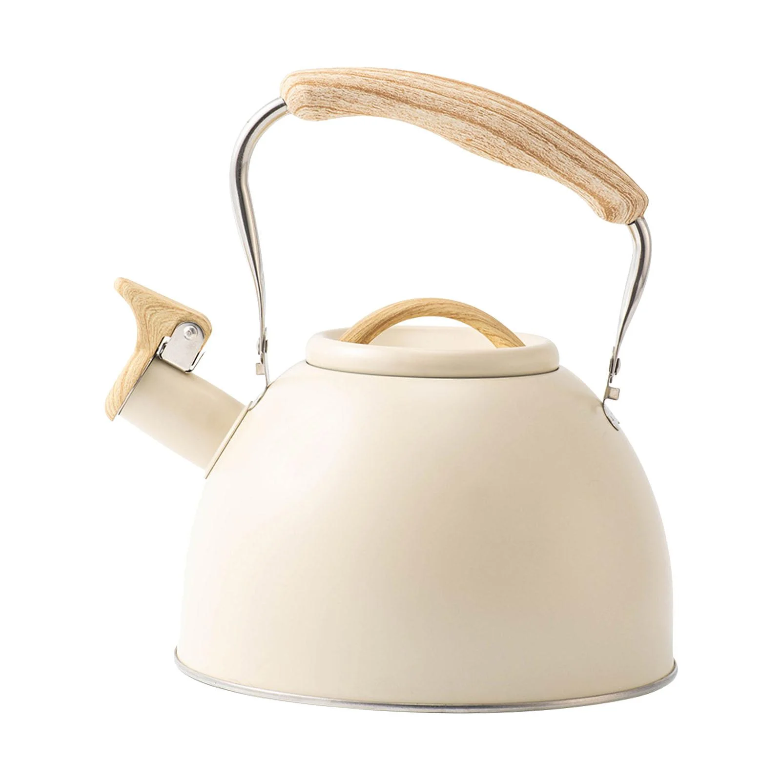 fashionsho Household Whistling Kettle 3L Large Capacity Wer Kettle for Boiling Beige