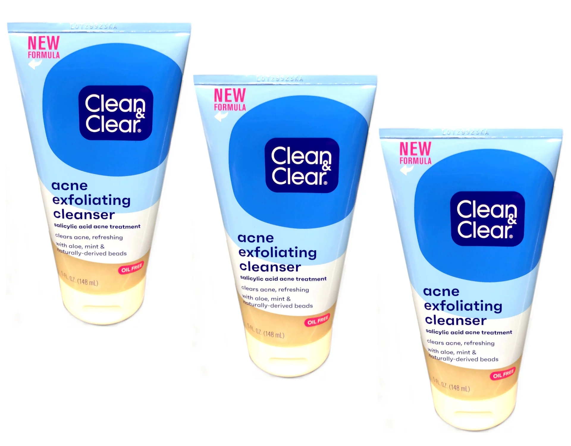 Clean & Clear Acne Exfoliating Cleanser 5 Fl. Oz. Scrub, 3 Pack