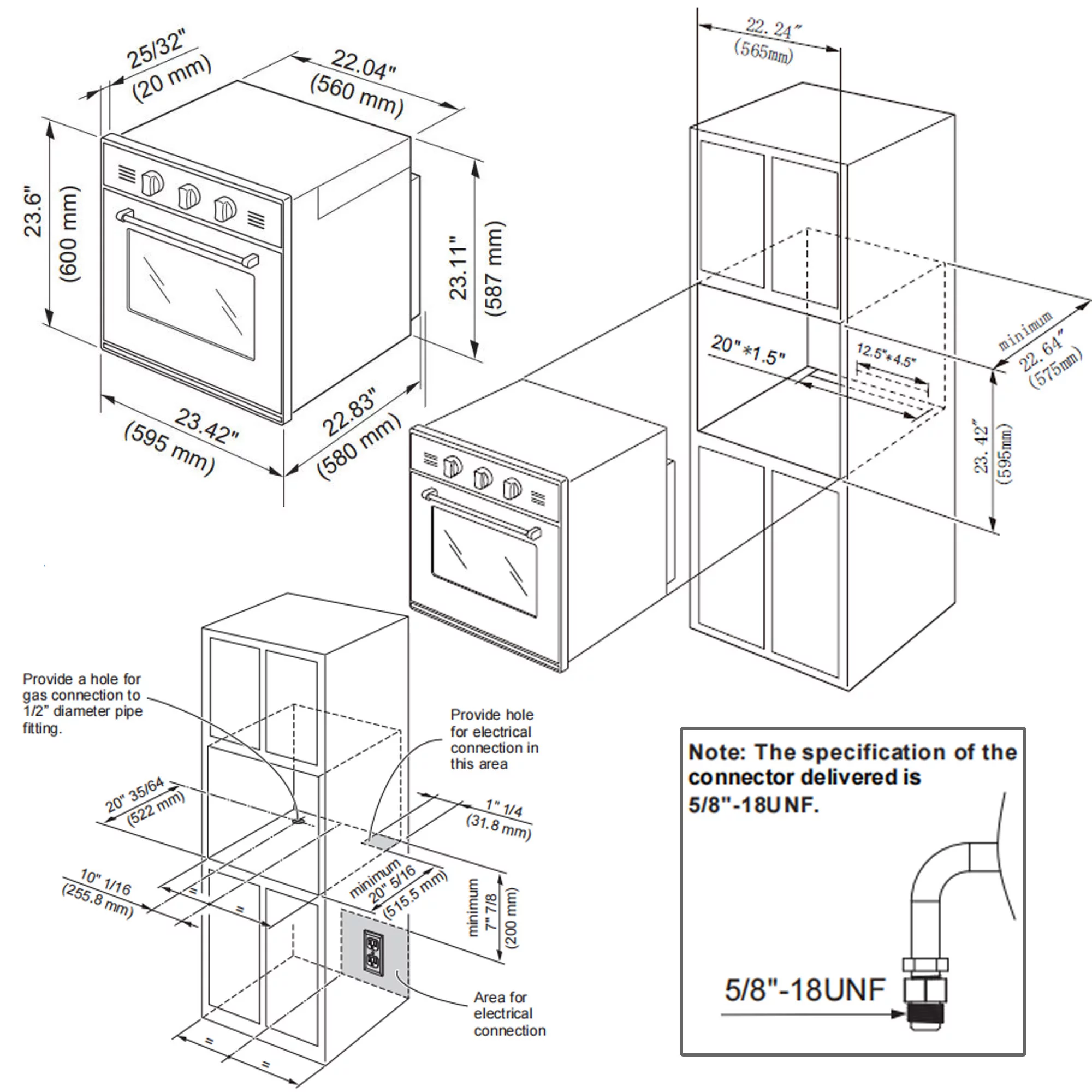 Empava 24-inch 2.3 cu. Ft. Single Propane Gas Wall Oven - Bake Broil Rotisserie Functions with Mechanical Controls - Built-in Timer - Convection Fan in Stainless Steel