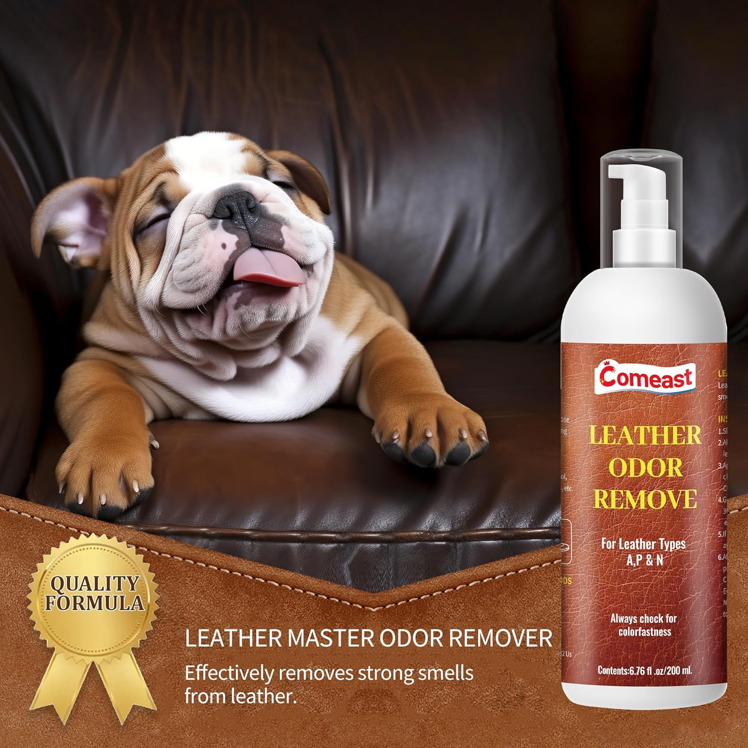 Leather Odor Remover, Leather Cream, Leather Cleaner and Leather Conditioner, Protect, Restore Leather Couches, Furniture, Car Interiors, Jackets, Shoes, Or Other Leather Items Unscented 6.76 Fl Oz