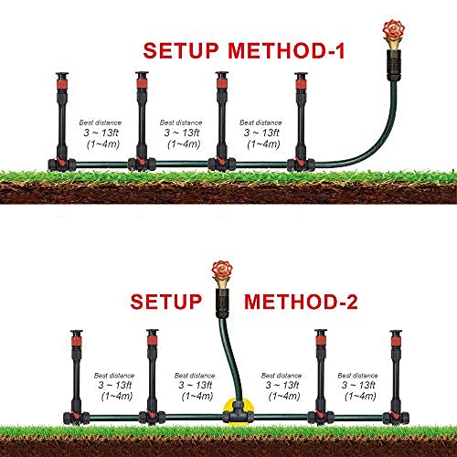 Eden 98063 Multi-Adjustable Flex Design Above Ground Irrigation Garden Sprinkler System, Sprinkler & Hose, DIY Plant Watering Set