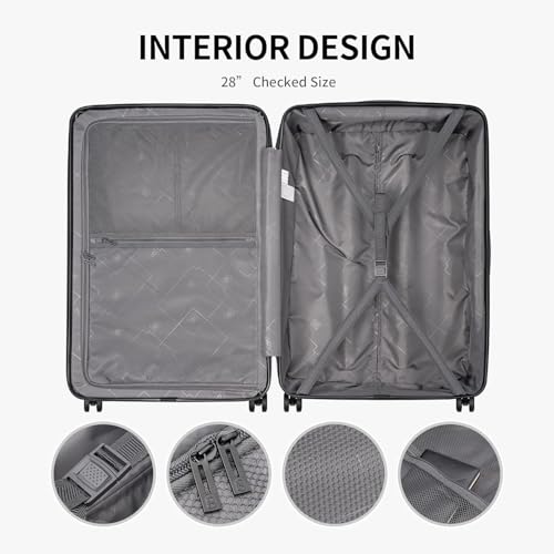 LEVEL8 Grace Carry on Luggage Airline Approved, 20 Inch Expandable Hardside Suitcases with wheels, Abs+Pc Harshell Spinner Luggages with Tsa Lock, Red