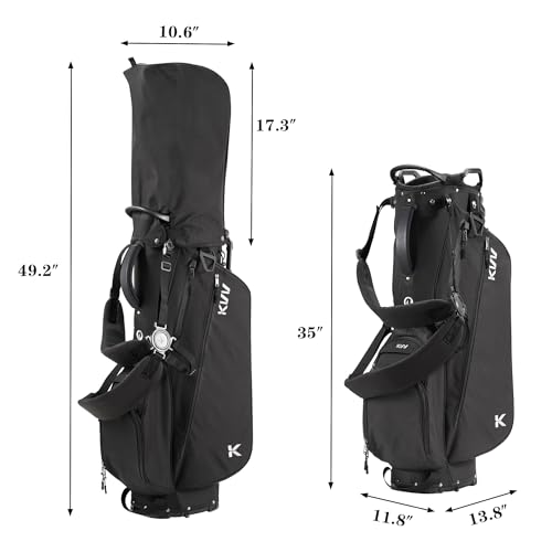 KVV Lightweight Golf Stand Bag with 7 Way Full-Length Dividers, 5 Zippered Pockets, Automatically Adjustable Dual Straps，Elegant Design