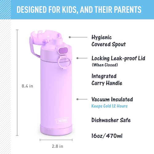 THERMOS FUNTAINER 16 Ounce Stainless Steel Vacuum Insulated Bottle with Wide Spout Lid, Apricot