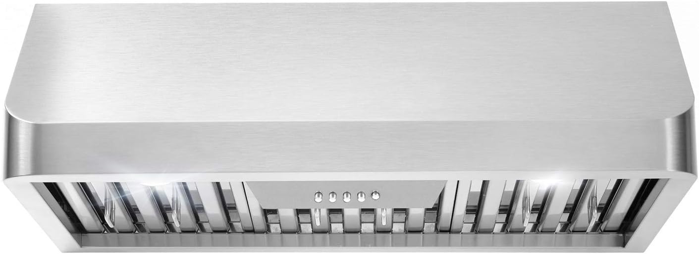 Cosmo QB75 30 in. Under Cabinet Range Hood with Push Button Controls, Permanent Filters, LED Lights, Convertible from Ducted to Ductless (Kit Not Included) in Stainless Steel