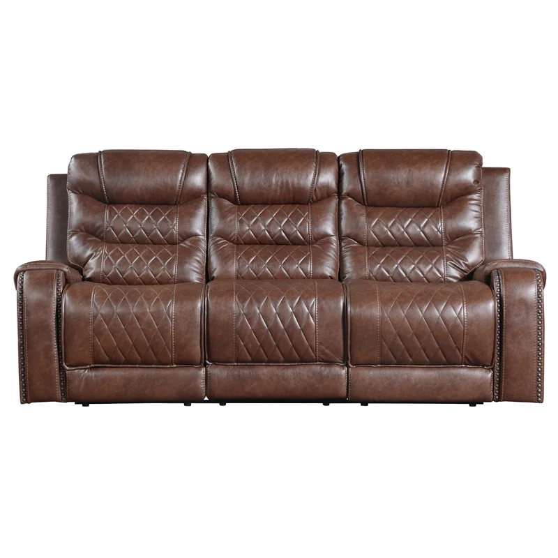 Lexicon Putnam 2-Piece Upholstered Manual Reclining Sofa Set in Brown