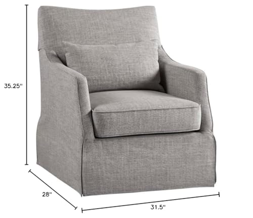 Martha Stewart London Swivel Chair - Solid Wood & Plywood, Skirted Metal Base Accent Armchair, Lumbar Pillow -Modern Classic Family Room Sofa Furniture Bedroom Lounge, 28