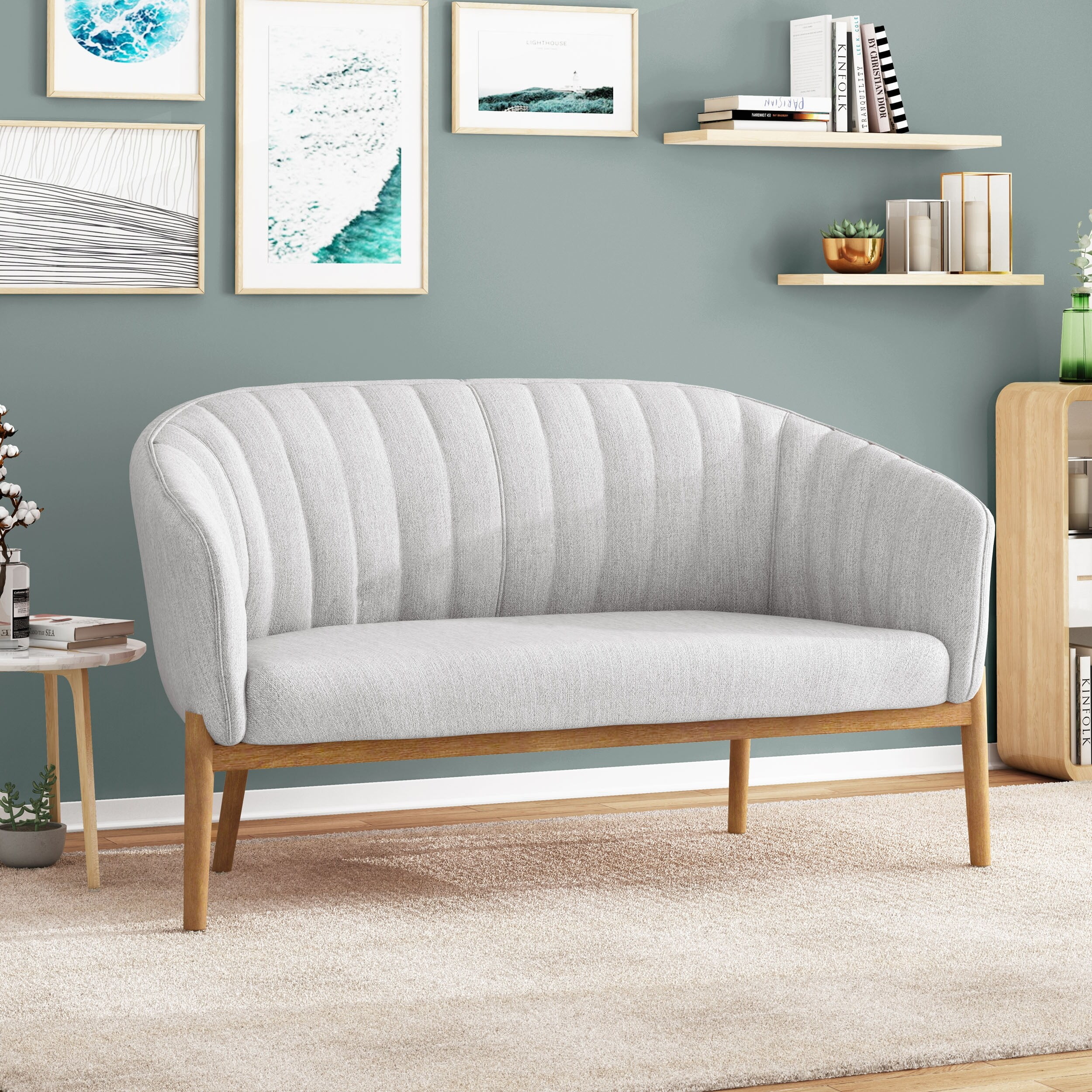 Christopher Knight Home Galena Mid-century Modern Glam Loveseat by  Teal+Brown