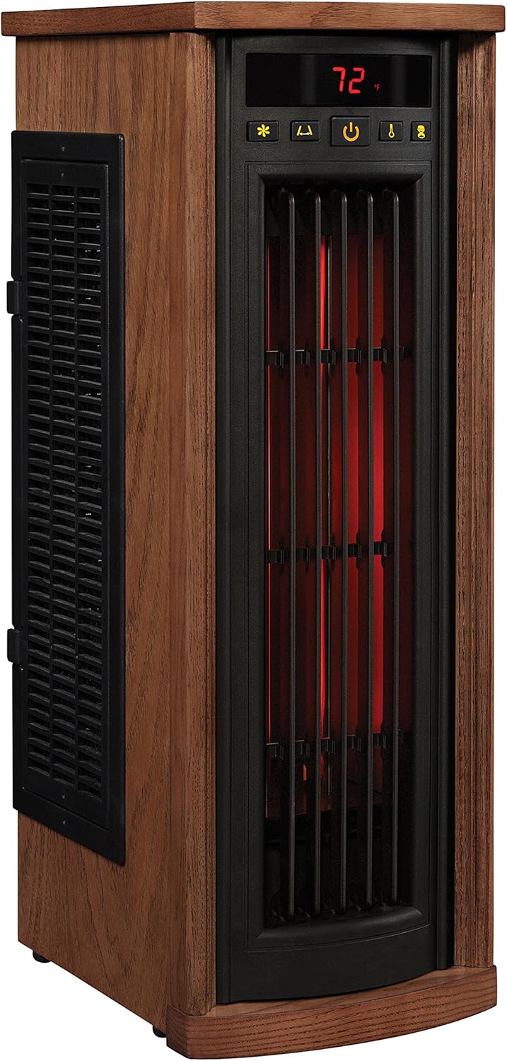 Duraflame Portable Electric Infrared Quartz Oscillating Tower Heater, Oak