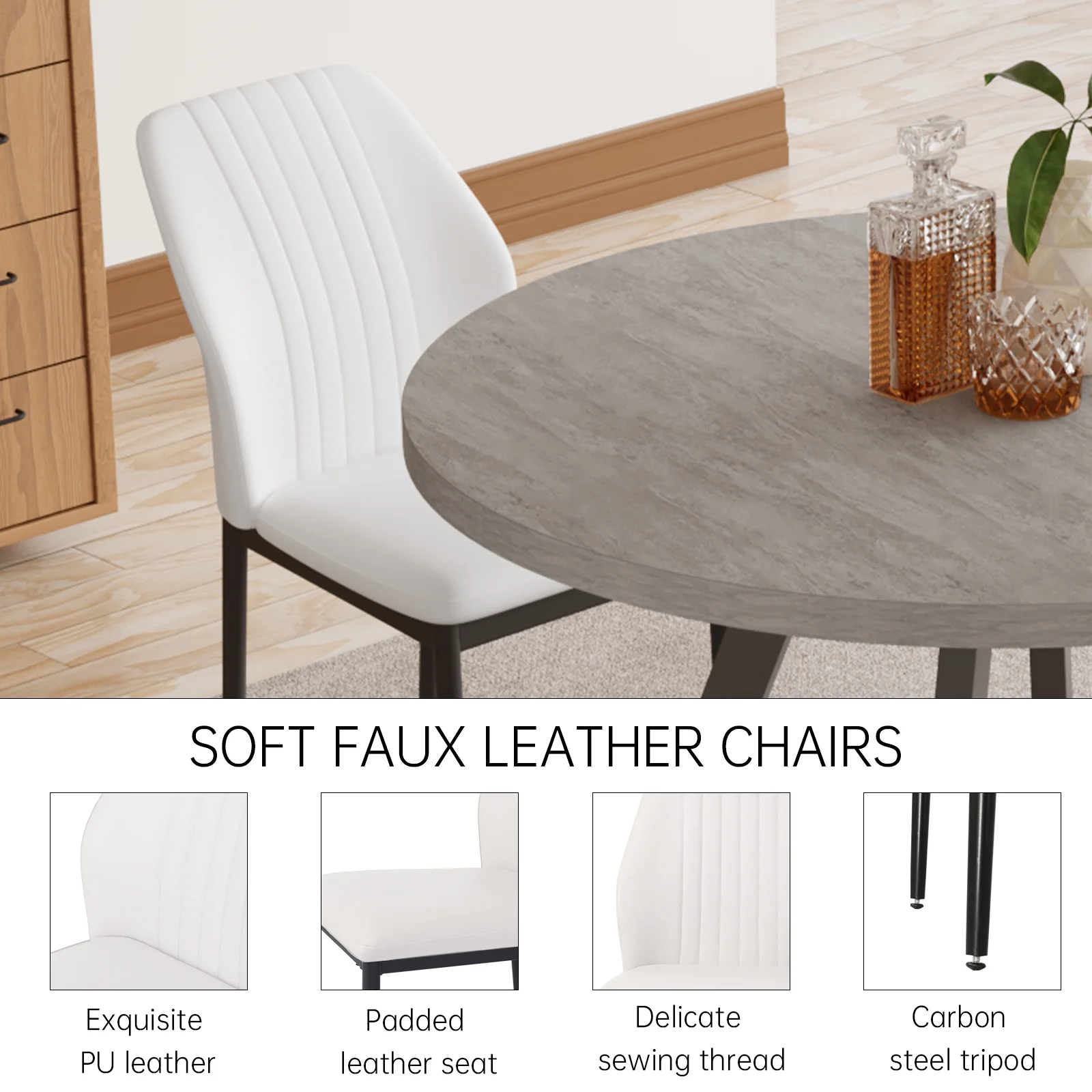 Round Dining Table Set, Mid Century Modern Round Dining Table 35 INCH, Leisure Coffee Table, Saving Space