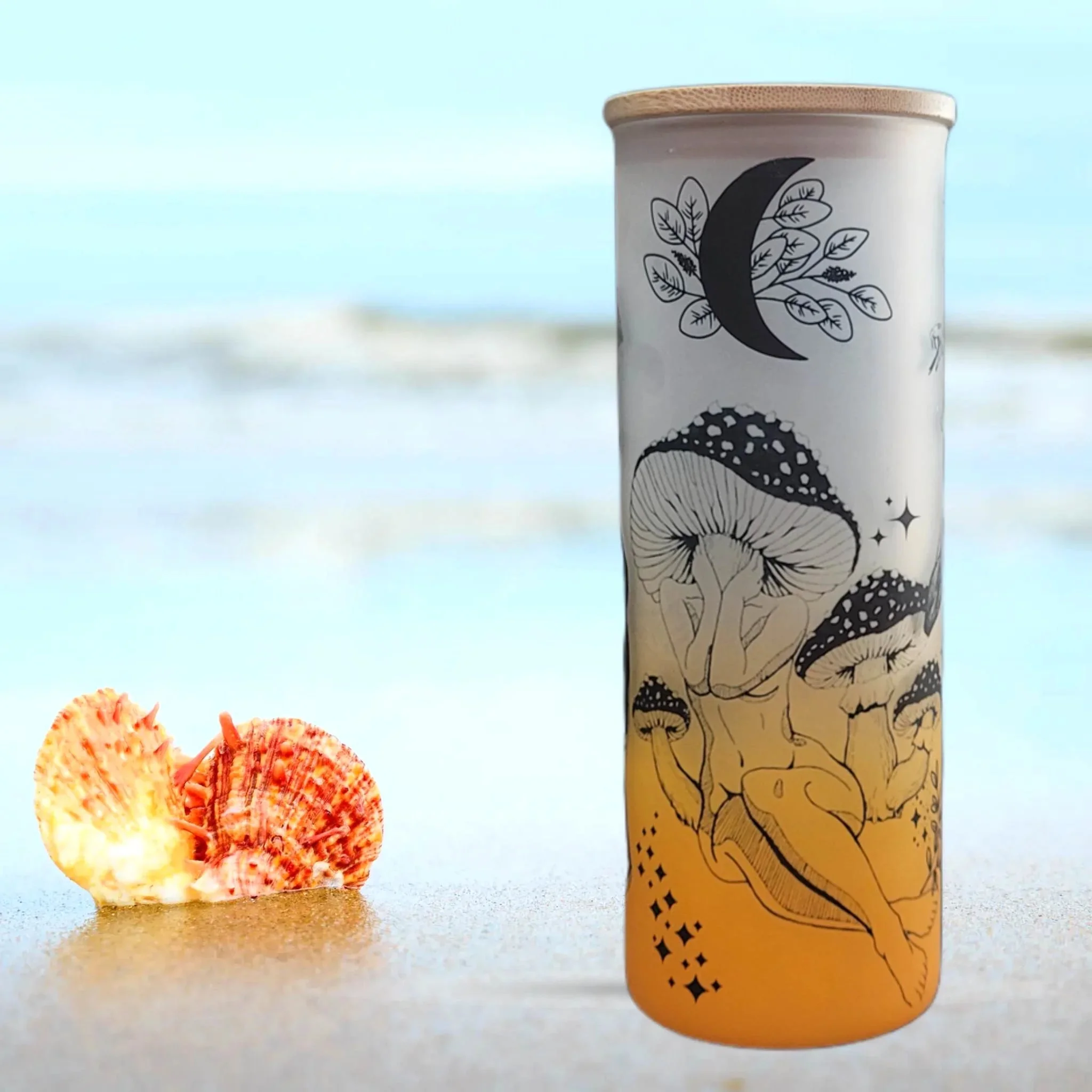 Medusa Beer Can Glass | Boho Mushroom Coffee Glass | 24 oz