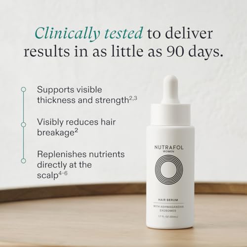 Nutrafol Women's Hair Serum, Supports Visibly Thicker and Stronger Hair, Vegan, Lightweight and Fast-Absorbing