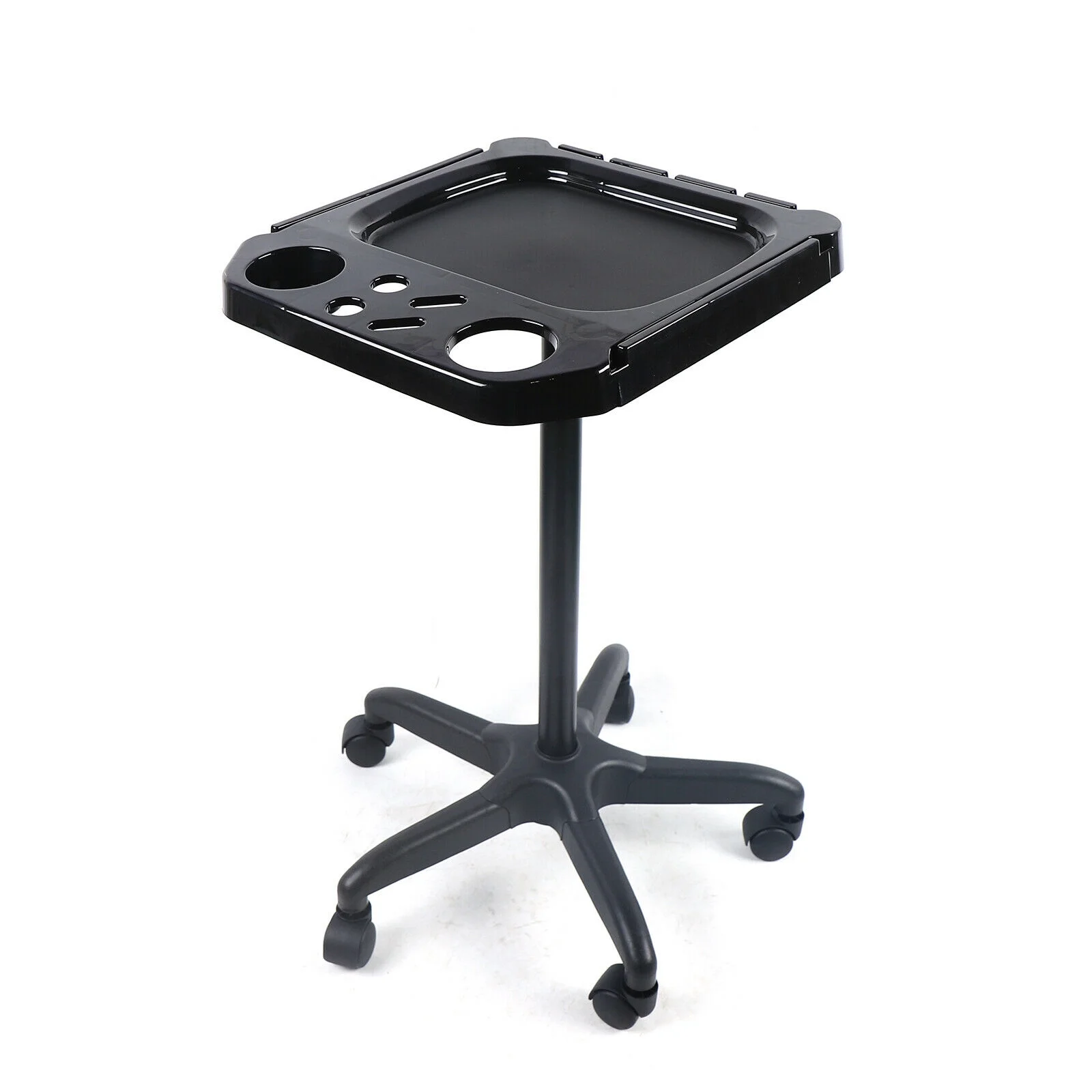 OUKANING Salons Beauty Movable Cart Black Storage Aluminium Salon Tray Adjustable Height