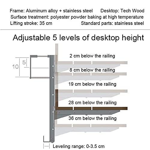 Balcony Bar Table For Railings,side table outdoor,Outdoor Hanging Rail Tables For Deck,Adjustable Height outdoor small tables for patio Space Saving Serving Desk Countertop Extension Fold Down ( Color