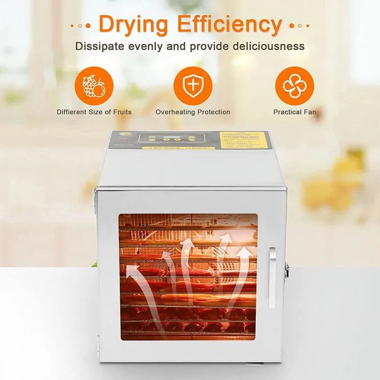 Deshidratador de Alimentos Dehydrator for Food and Jerky Fruit Dryer Machine Meat Dehydrater Beef Jerky Maker Commercial Dyhadrator 8 Tray Stainless Steel for Herb Mushroom Lem Frutas Small Dyhadrator