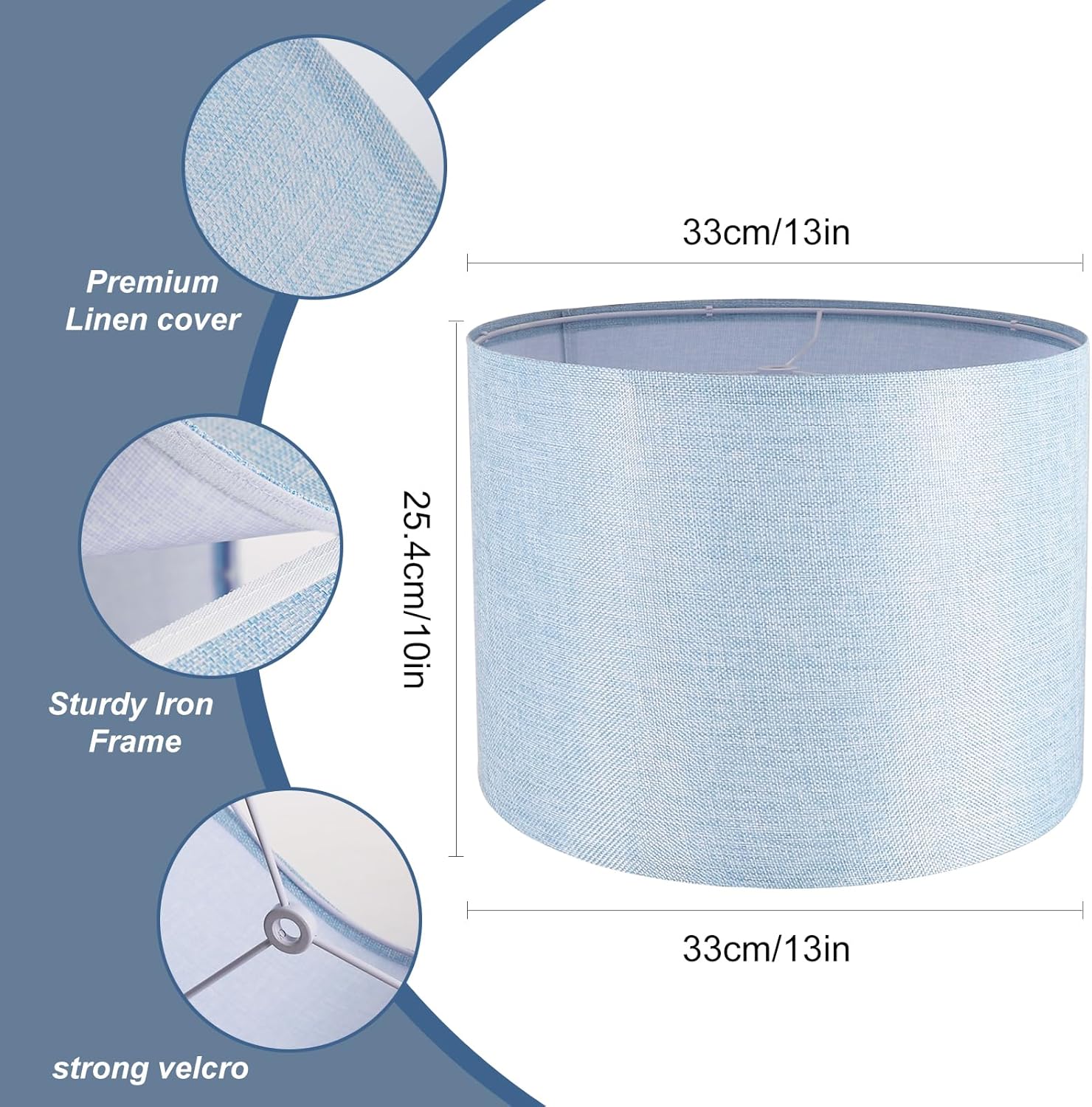 Lamp Shades Set of 2, Drum Lampshade for Table Lamps Floor Lamp, 13