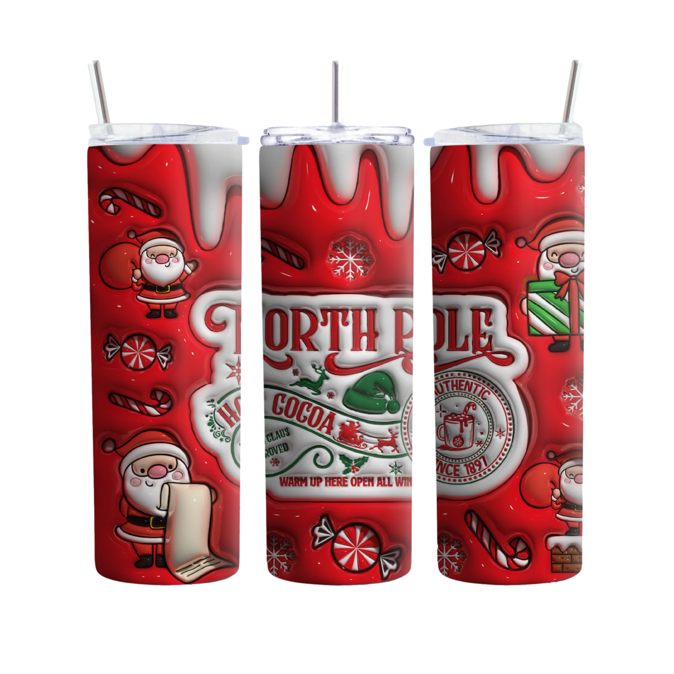 North Pole Red Christmas 20oz Tumbler, Stainless Steel Holiday Drinkware, Ideal Family Gift for Festive Season