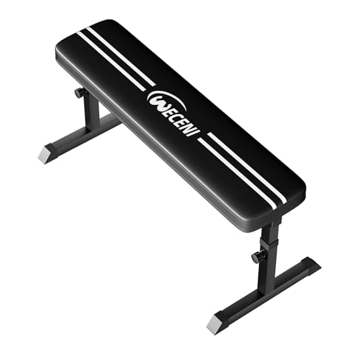 Black Flat weight Bench, Bench workout, Easy Assembly for Training Bench Press with adjustable height, 600LBS gym bench for Full Body Workout and home workout, 4 Adjustable Heights Heavyy Bench,