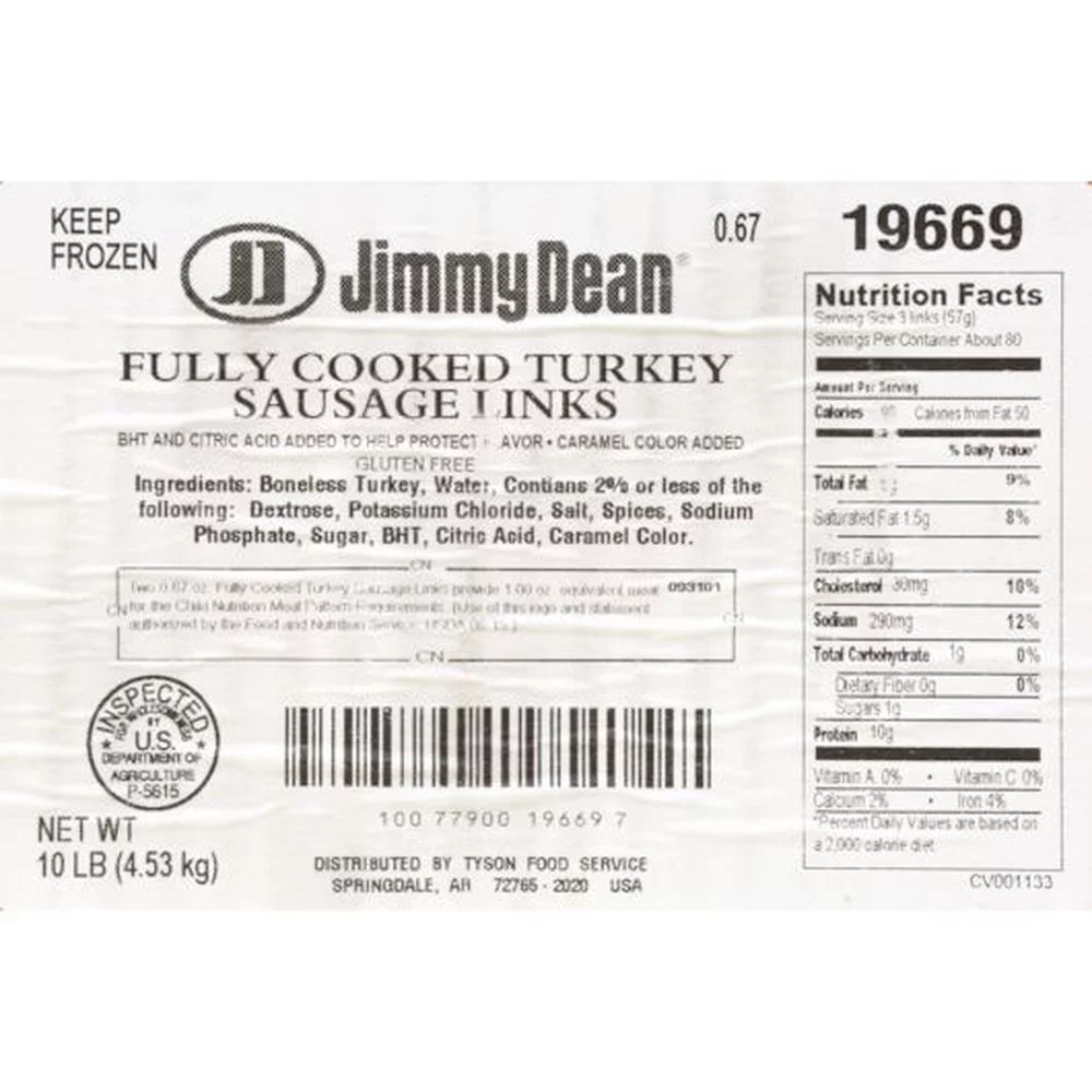 Jimmy Dean Turkey Skinless Sausage Links, 0.77 Ounce -- 239 per case