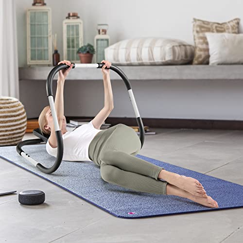 GYMAX Ab Cruncher, Abdominal Trainer Sit up Assistant Roller with Padded Headrest, Fitness Exercise Training Machine for Core Muscle, Home Gym Portable Ab Mat Trainer (Black)