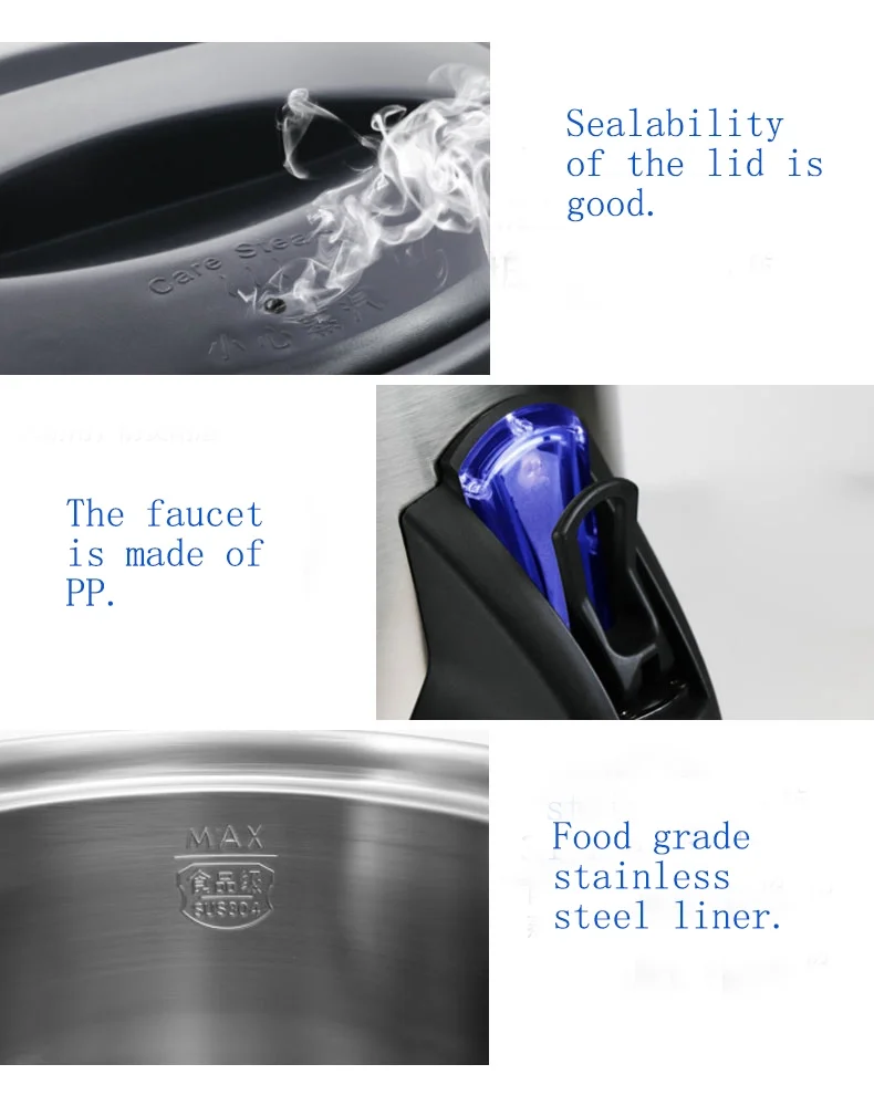 EQCOTWEA Hot Water Dispenser with Faucet Heater Kettle Stainless Steel 11.6L