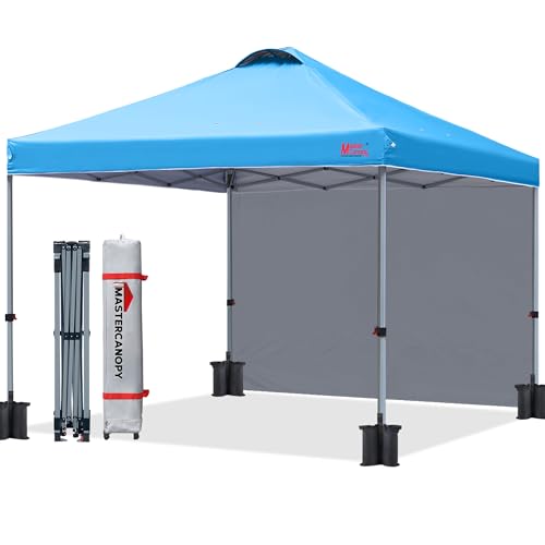 MASTERCANOPY Durable Pop-up Canopy Tent with 1 Sidewall (10'x10',White)