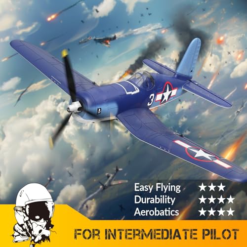 RC Planes for Adults, 4 Channel RTF F4U Corsair RC Airplanes Fighters with 6-Axis Gyro, 3 Flight Modes and One-Key Aerobatic Function, Suitable for Outdoor Activity