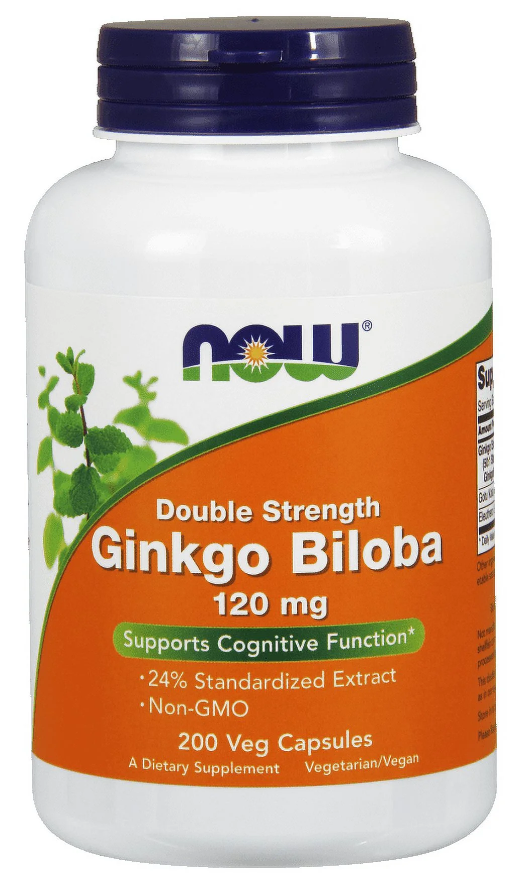 NOW Supplements, Ginkgo Biloba 120 mg, Double Strength, Non-GMO Project Verified, 200 Veg Capsules