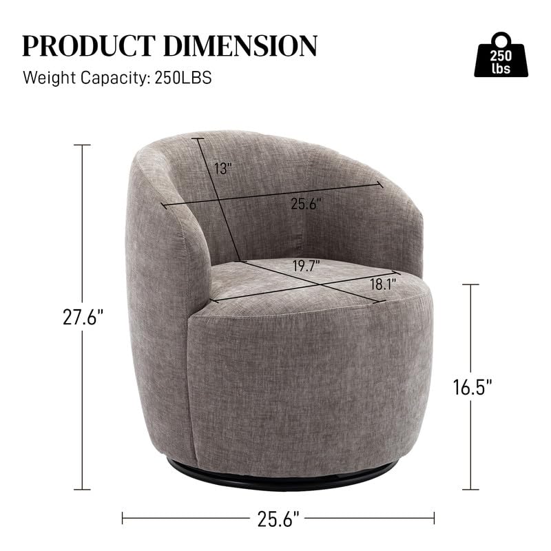 Swivel Barrel Chair Set of 2, 360 Degree Swivel Round Chair, Modern Upholstered Small Round Accent Arm Chairs,Chenille Living Room Barrel Chair, Suitable for Office (Mustard)