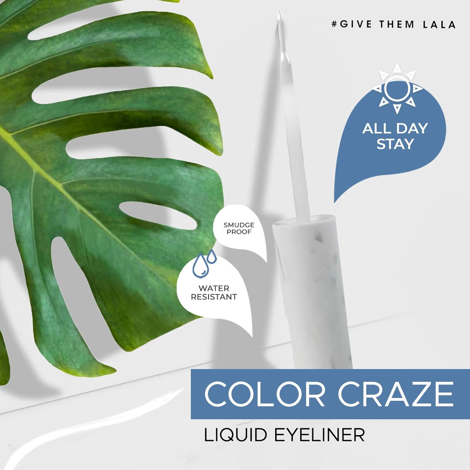 GIVE THEM LALA True White Liquid Eyeliner ‘Tighty Whitey Waterproof Eyeliner With Precision Felt Tip- Smudge-Proof Long-Lasting Liquid Eyeliner- Cruelty-Free, Vegan & Gluten-Free Colored Liner