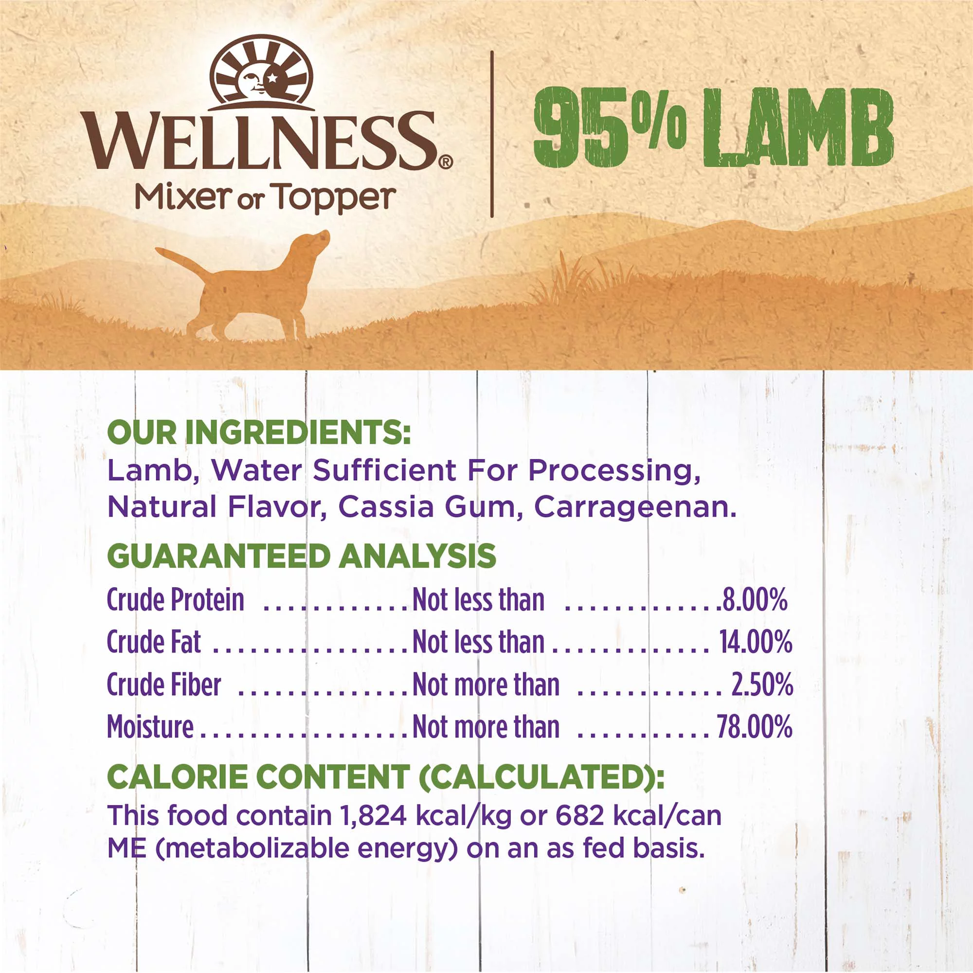 Wellness 95% Lamb Natural Wet Grain Free Canned Dog Food, 13.2-Ounce Can (Pack of 12)