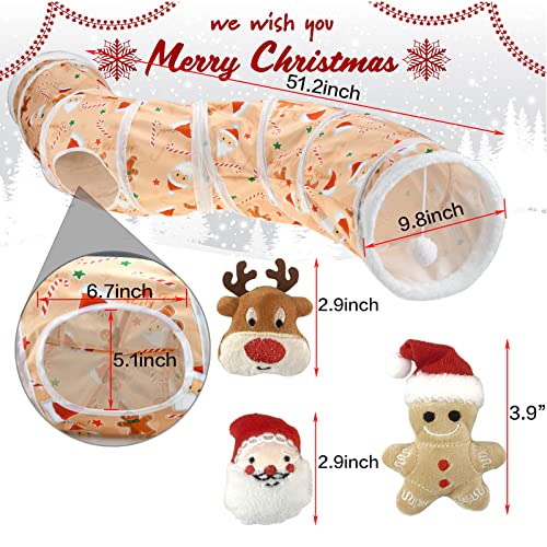 Vehomy 4Pcs Christmas Cat Toys Set - Cat Xmas S Shape Tune with Ball, Catnip, Gingerbread Man, Santa Claus, Elk Toys