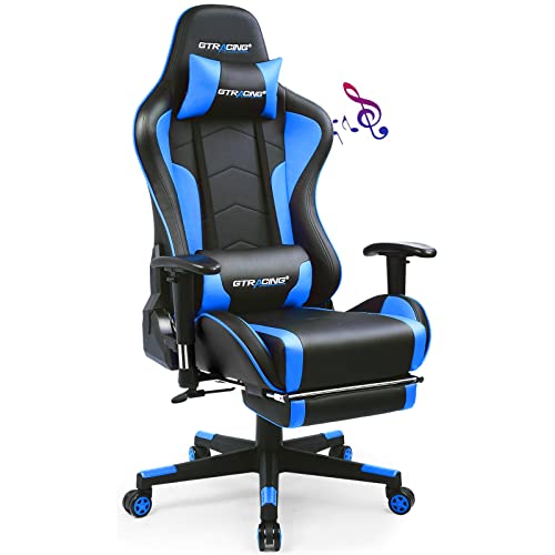 GTRACING Gaming Chair with Footrest Speakers Video Game Chair Bluetooth Music Heavy Duty Ergonomic Computer Office Desk Chair