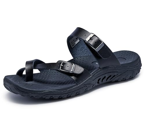 Skechers Women's Reggae-Carribean-Double Buckle Toe Thong Slide Sandal