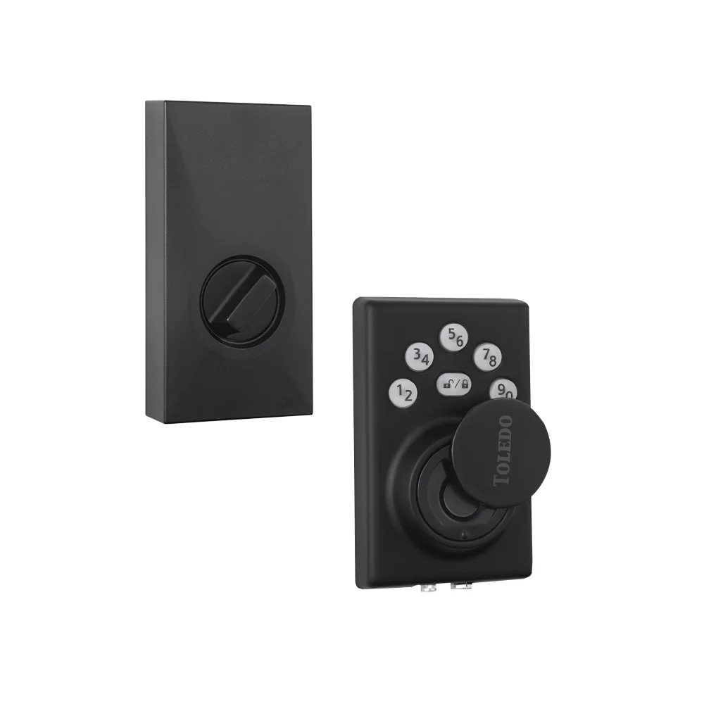 Toledo Electronic Lock with Biometric and Keyed Access in Iron Black Finish