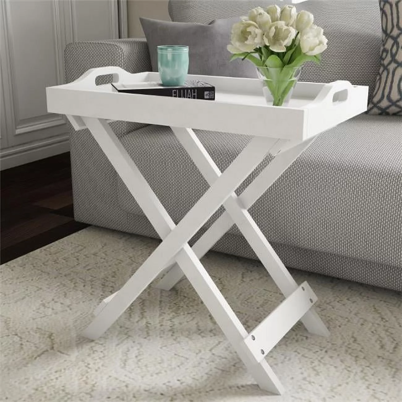 Lavish Home 80-FT-11 End Table - White