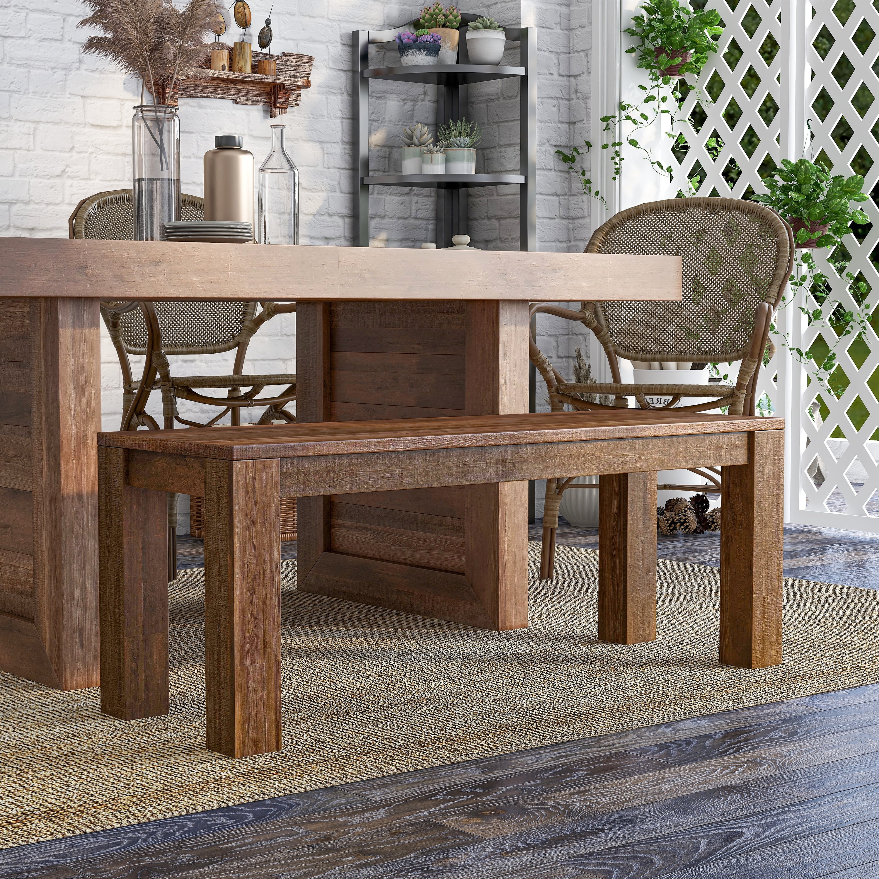 Furniture of America Anaisha Rustic Solid Mango Wood Dining Bench by  46-inch