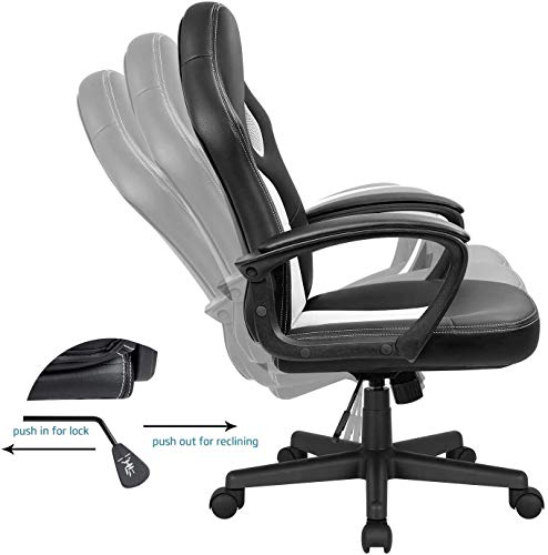 Office Gaming Chair High Back Leather Computer Chairs Ergonomic Height Adjustable Racing Game Desk Chair Executive Conference Task Chair (Blue)