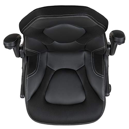 Flash Furniture X10 High-Back LeatherSoft Racing Style Gaming Chair with Flip-Up Arms, Ergonomic Padded Swivel Computer Chair, Blue/Black