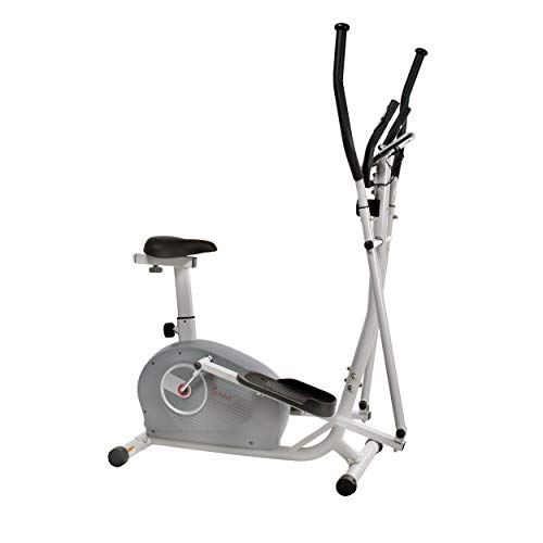 Sunny Health & Fitness 2-in-1 Magnetic Elliptical Upright Bike Essential Workout, Full-Body Exercise, Adjustable Seat Plus Multi-Function Digital Monitor, Optional SunnyFit App Bluetooth Connectivity