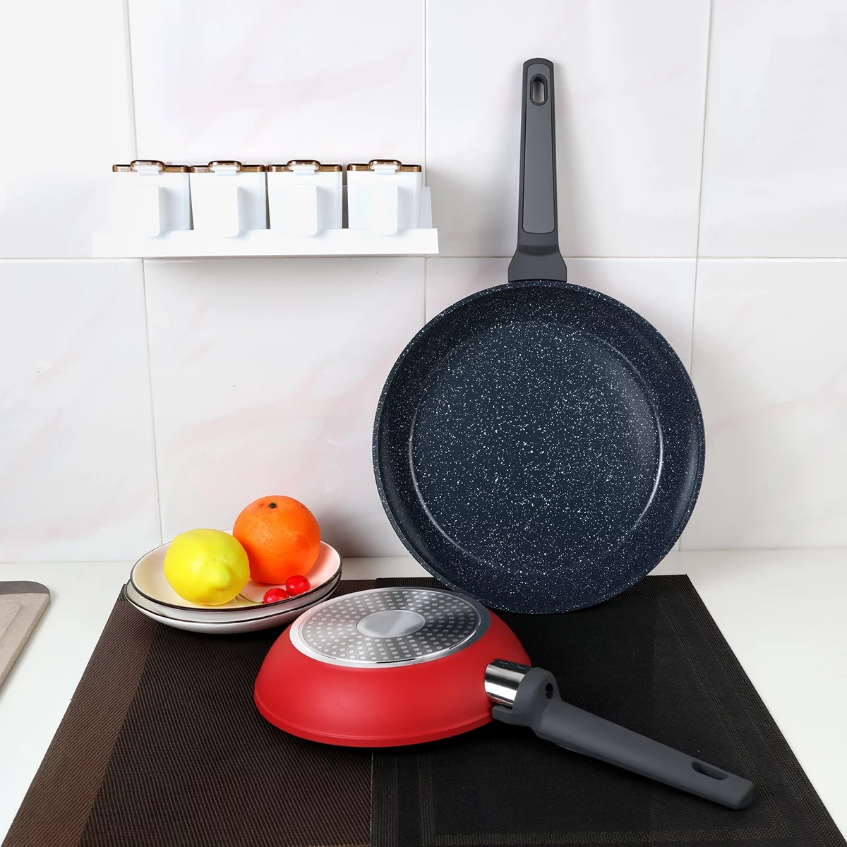 High Grade frying Pans, Moxinox Red 9.5 Inch Non-Stick frying Pans, 1.05 KG