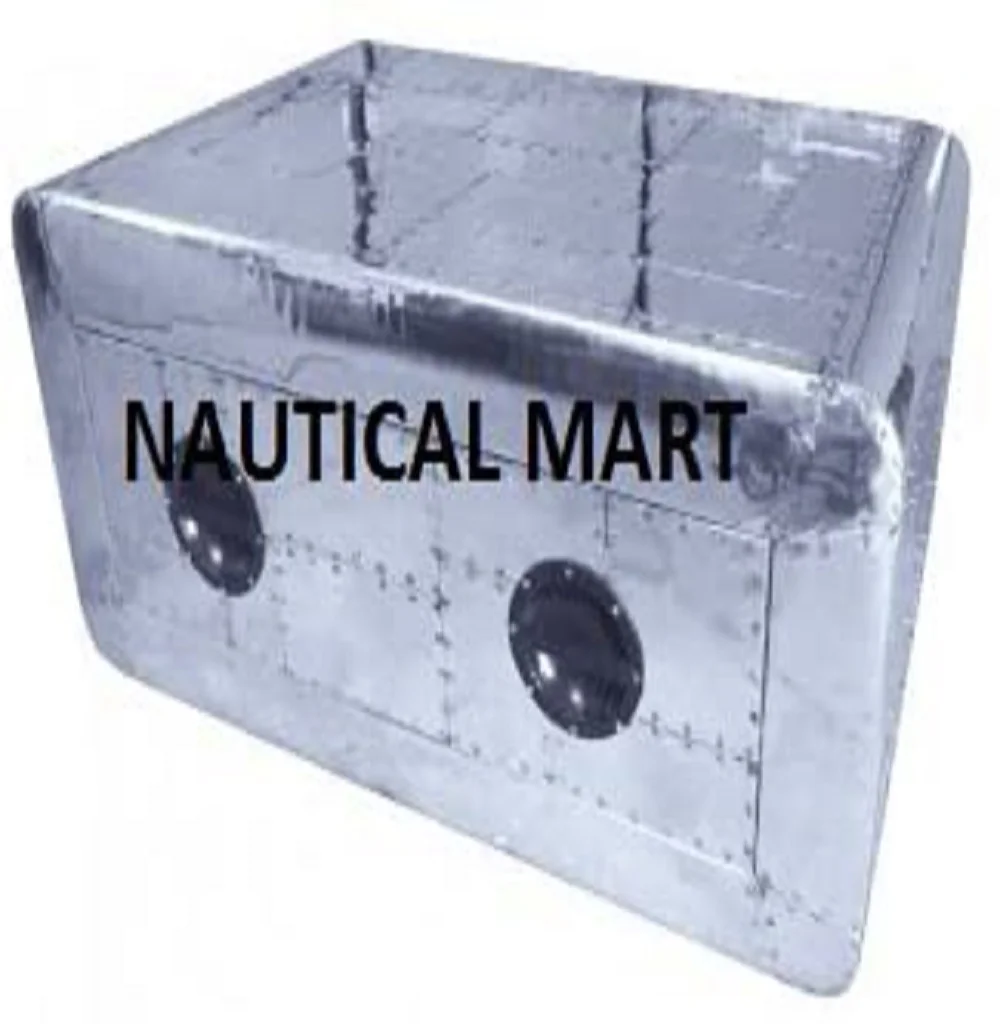 NauticalMart vintage coffee table aluminum trunk or home decor