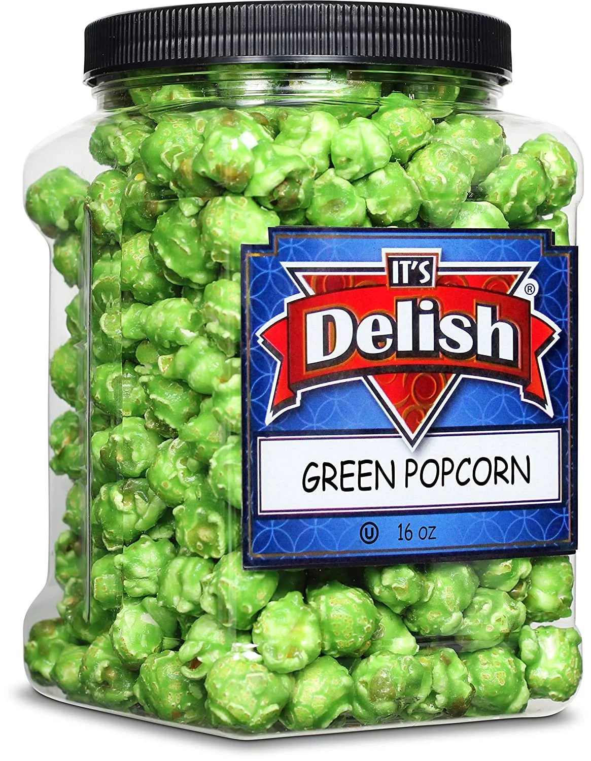 Gourmet Green Apple Flavored Popcorn by It's Delish, 16 Oz Jumbo Container  Bulk Air Popped Pop Corn Snack - Fruity Green Themed Candy Confetti  Birthday Party, Events  Gluten Free, Vegan, Kosher