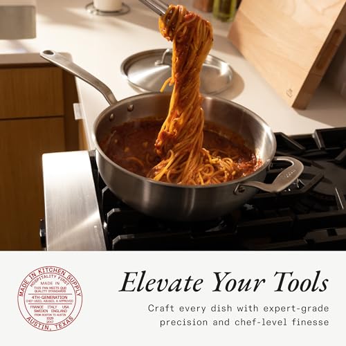 Made In Cookware - 2 Quart Stainless Steel Saucier Pan - 5 Ply Stainless Clad - Professional Cookware - Crafted in Italy - Induction Compatible