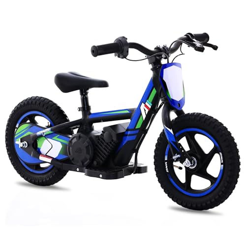 Lightweight Electric Dirt Bike for Kids, 170/340W Electric Motorcycle Up to 10/12MPH, 24V Detachable Battery, Hand-Operated Dual Brakes Electric Balance Bike for Ages 3-6/5-12
