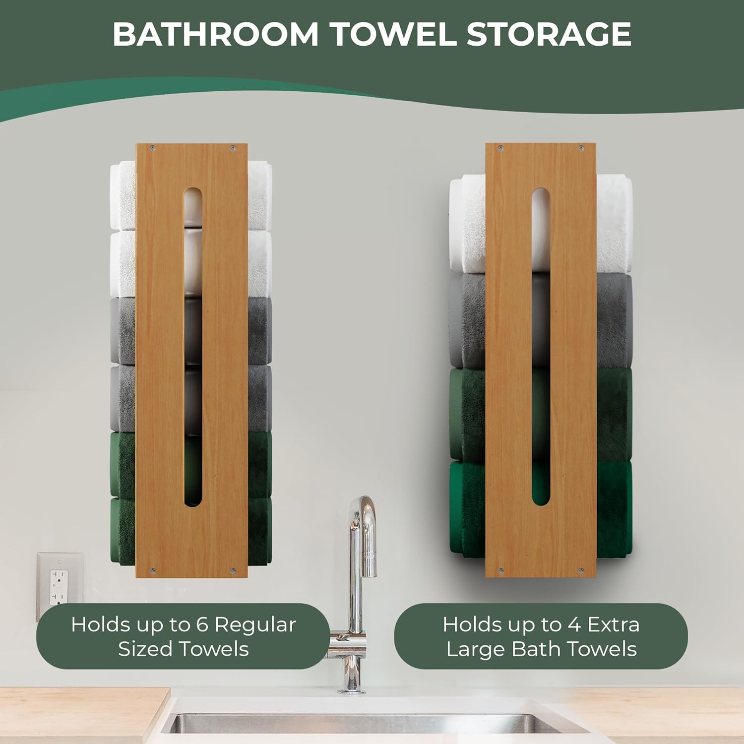 Wooden Towel Racks for Bathroom Wall Mounted - Bathroom Bamboo Towel Holder Shelf - Wall Towel Racks - Wooden Towel Rack Wall Mounted - Wooden Bathroom Towel Racks for Wall