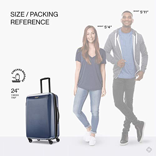 American Tourister Moonlight Hardside Expandable Luggage with Spinner Wheels, Blue Terazzo, 2-Piece Set (20/28)